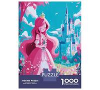Pink Haired Princess Jigsaw Puzzle for Adults 1000 Piece Jigsaw Puzzle Castle Scene Puzzle Game for Family Relaxation Home Decor 70x50cm/1000pcs