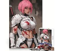Pink-haired Warrior in White Armor 1000 Piece Jigsaw Puzzles for Teenagers Jigsaw Think Game Calm Mind Quality Edge (50x75cm)