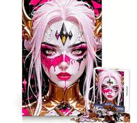 Pink Haired Warrior with Mask Jigsaw Puzzles for Adults 1000 Pieces Clear Logic Toy Quiet Hobby Perfect Cut Stylish Gift (38x52cm)
