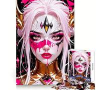 Pink Haired Warrior with Mask Jigsaw Puzzles for Teenagers 1000 Pieces Wise Think Toy Leisure Fun Clear Cut Wall Art Decor (38x26cm)