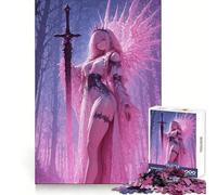 Pink Haired Warrior with Sword Adult Jigsaw Puzzle1000 Pieces Brain Teaser Mental Relax Pattern Assembly Santa Wish Item (38x52cm)