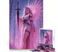 Pink Haired Warrior with Sword Jigsaw Puzzle 1000 Piece for Teenagers Brain Workout Toy Serene Time Art Assembly Seasonal Gift (38x26cm)