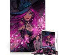 Pink-haired Witch Casting Magic 1000 Pieces Jigsaw Puzzles for Teenagers Improve Memory Mental Relax Sharp Edge Creative Gift (38x52cm)
