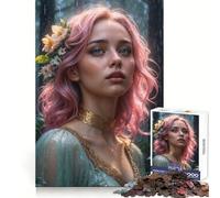 Pink-Haired Woman in Forest 1000 Piece Jigsaw Puzzles for Adults Improve Memory Anxiety Relief Sharp Edge Wall Art Decor (50x75cm)