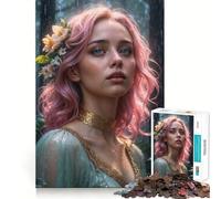 Pink-Haired Woman in Forest 1000 Piece Jigsaw Puzzles for Adults Improve Memory Anxiety Relief Sharp Edge Wall Art Decor (50x75cm)