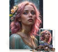 Pink-Haired Woman in Forest 1000 Piece Jigsaw Puzzles for Adults Smart Reason Toy Quiet Fun Smooth Edge Festival Gift (38x26cm)