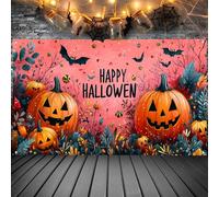 Pink Halloween Decor Happy Halloween Kids Banner, 4x6 ft Night Party Decorations, Spooky Indoor Ghost Banner (3)