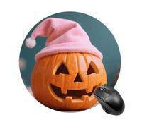 Pink Halloween Hat Pumpkin Mouse Pad Round Laptop Mouse Mat Cute Computer Mousepad Keyboard Pad Non-Slip Desk Pads for Gaming Office Work Home