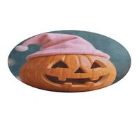 Pink Halloween Hat Pumpkin Round Area Rug Non Slip Backing Doormat Water Absorbent Plush Throw Low-Pile Non-Slip Floor Mat Carpet for Living Room Bedroom Entryway Nursery Room 90 * 90cm
