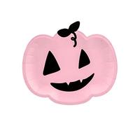 Pink Halloween Party Pumpkin Plates x 6