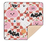 Pink Halloween Pumpkin Ghost Soft Padded Thick Play mat for Baby for Indoor Outdoor Cozy Breathable Foldable Tummy Time Mat for Babies Infants Toddlers, 50'' x 50''con Musica para