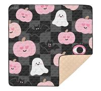 Pink Halloween Pumpkin Ghost Soft Thick Foldable Baby Play mat for Indoor Outdoor Waterproof Foldable Infant Play Mat for Baby Toddler Infant, 50'' x 50''para juegos de