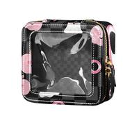 Pink Halloween Pumpkin Ghosts Clear Make Up Bag Skin Care Bag for Women