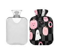 Pink Halloween Pumpkin Ghosts hot Water Bottles with Soft Cover 2L Warm Compress for Neck and Shoulder Pain Relief Hand Feet Warmer Bolsa para agua Caliente para Dolor
