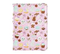Pink Halloween Sweets and Ghosts Pattern Family Travel Leather Passport Holder Waterproof Money Holder for Men Trip Essentials
