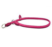 PINK Hand Made Real LEATHER ROLLED SLIP DOG Choker COLORFUL COLLARS (24" (61cm) Diameter 10mm)