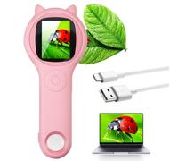 Pink Handheld Digital Microscope - Portable Mini Microscope Magnifying Glass for Kids, Ages 3-12