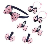 Pink Handmade Tiara Hair Accessories Set with Seven Pieces