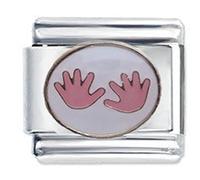 Pink Hands Enamel Italian Charm Fits all 9mm Italian Style Charm Bracelets
