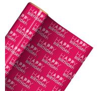 Pink Happy Birthday Gift Wrapping Paper Roll 3m - Birthday Present Wrap for Gifts & Celebrations (70cm Wide)
