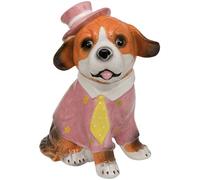 Pink Hat and Jumper with Yellow Tie Dog Ceramic Trinket Storage Jar