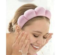 Pink Headband for Washing Face, Makeup, Bubble Skincare. Terry Cloth Soft Puffy for Women Makeup Removal, Shower, Facial Mask.