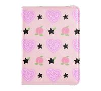 Pink Heart and Star Pattern Leather Passport Holder for Travel Anti Theft Passport Wallet for Men Trip Essentials