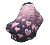 Pink Heart Balloon Nursing Cover 360° Full Coverage Valentine Romantic Stretch Scarf for Breastfeeding and Car Seat Cover Fit for Most Pushchairs and Prams