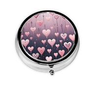 Pink Heart Balloon Small Pill Box 3 Compartment Portable Pill Box for Purse Pocket Valentine Romantic Mini Medicine Organiser for Daily Vitamin Fish Oil Storage