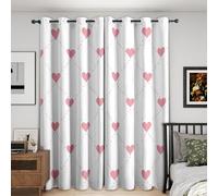 Pink Heart Blackout Curtains, 54 Drop, Kawaii Love Heart Printed Curtains for Living Room, Bedroom, Eyelet Drapes for Window Home Decor, 46x54 Inch 2 Panels H2A1-73