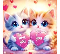 Pink Heart Cats 60 Piece Jigsaw Puzzles for Adults, Colourful, Fun, Challenging and Brainteasing Adults jigsaw puzzles 60 Pieces, Beautiful Decoration Puzzle