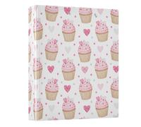 Pink Heart Cupcake 3 Ring Binder 1.5 Inch Round Ring Binder View Binder Holds 200 Documents for Home School Office Use
