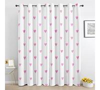 Pink Heart Curtains, Kawaii Love Heart Eyelet Curtain 54 Inch Long, Valentine's Day Blackout Curtains for Bedroom Living Room, Thermal Insulated Drapes 2 Panels Dv804