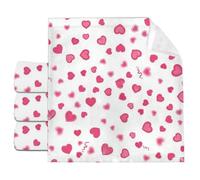 Pink Heart Doodle Face Cloths Cotton Tea Towels Handkerchiefs 30 X30 Cm, Super Soft And Absorbent Guest Towels Gift Home Hotel Spa Small Towel (6 Pack)