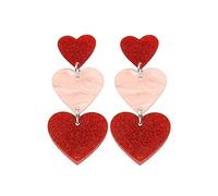 Pink Heart Drop Earrings for Women Red Acrylic Heart Dangle Earrings Cute Love Dangling Heart Earrings Heart Shaped Statement Earrings Valentine’s Day Gifts, Acrylic, No Gemstone