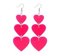 Pink Heart Drop Earrings for Women Red Acrylic Heart Dangle Earrings Cute Love Dangling Heart Earrings Heart Shaped Statement Earrings Valentine’s Day Gifts, Acrylic, No Gemstone
