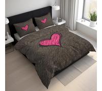 Pink Heart Duvet Cover Sets, Modern Romantic Heart Love King Size Bedding, Soft Reversible Microfiber Quilt Cover & 2 Pillowcases, Zipper Closure, Bedroom Decor BhT28