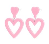 Pink Heart Earrings for Women, 80s Neon Acrylic Studs