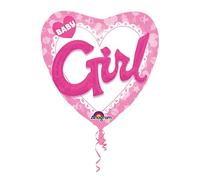 Pink Heart Foil Balloon with Baby Girl Design - 1 Pc.