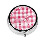 Pink Heart Grid Small Pill Box 3 Compartment Portable Pill Box for Purse Pocket Valentine Mini Medicine Organiser for Daily Vitamin Fish Oil Storage