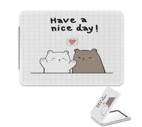 Pink Heart Have A Nice Day Makeup Mirror, 1X/2X Rectangular Face Mirror, Pu Leather Portable Mini Make Up Small Mirrors, Mini Essentials for Handbag Mirrors, Gifts for Young Women, Gift Teenage Girls