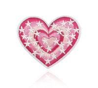 Pink Heart Hook & Loop Patch, Embroidered Patch for Clothes and Backpacks - 3 Inch Cute Heart Badge with Removable Backing for Jackets Bags DIY Crafts