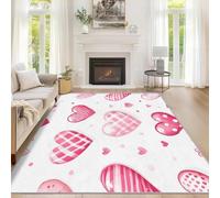 Pink Heart Large Living Room Rugs 200x300 cm, Washable Kawaii Cute Coquette Girly Area Rug for Bedroom, Soft Low Pile Non Slip Flannel Printed Carpets, Home Decor ZY&L13