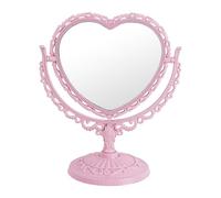 Pink Heart Mirror for Desk Cute Coquette Room Decor Small with Stand,Vanity & Bathroom Double-Sided Rotating Makeup Table Mirror