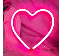 Pink Heart Neon Sign, Love Shape Lights for Valentine's Day, LED Neon Light for Wall Decor, Battery or USB Powered Romantic Decorative Lamp for Bedroom, Party, Wedding 8.7×8.7 Inch (Small Heart)