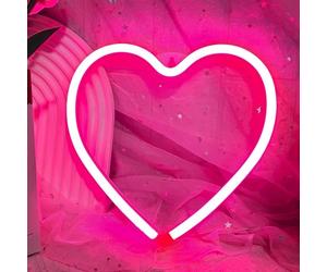 Pink Heart Neon Sign, Love Shape Lights for Valentine's Day, LED Neon Light for Wall Decor, Battery or USB Powered Romantic Decorative Lamp for Bedroom, Party, Wedding 8.7×8.7 Inch (Small Heart)