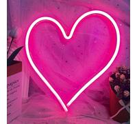 Pink Heart Neon Sign, Love Shape Neon Lights for Valentine's Day, LED Neon Light for Wall Decor, Dimmable USB Powered Romantic Neon Light Lamp for Bedroom, Party, Wedding 13.4×13 Inch (Large Heart)