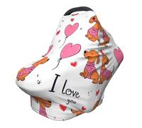 Pink Heart Nursing Cover 360° Full Coverage Cute Dog Stretch Scarf for Breastfeeding and Car Seat Cover Fit for Most Pushchairs and Prams