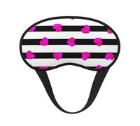 Pink Heart On Black Line, Full Eye Covers Light Blocking Eye Masks Blackout Sleep Eye Muffs