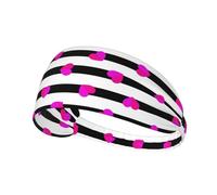 Pink Heart On Black Line,Sports Sweatband for Unisex Multi Headband Elastic Exercise Hairband
